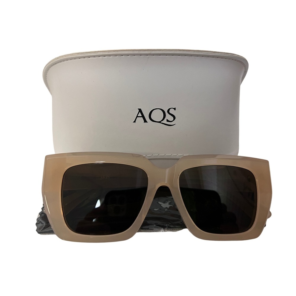 AQS Sunglasses Women Tan Excellent Oversized Square Acetate JL2 53-19-145